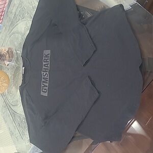 GYMSHARK  MEN'S LONG SLEEVE BLACK LOGO SHIRT L